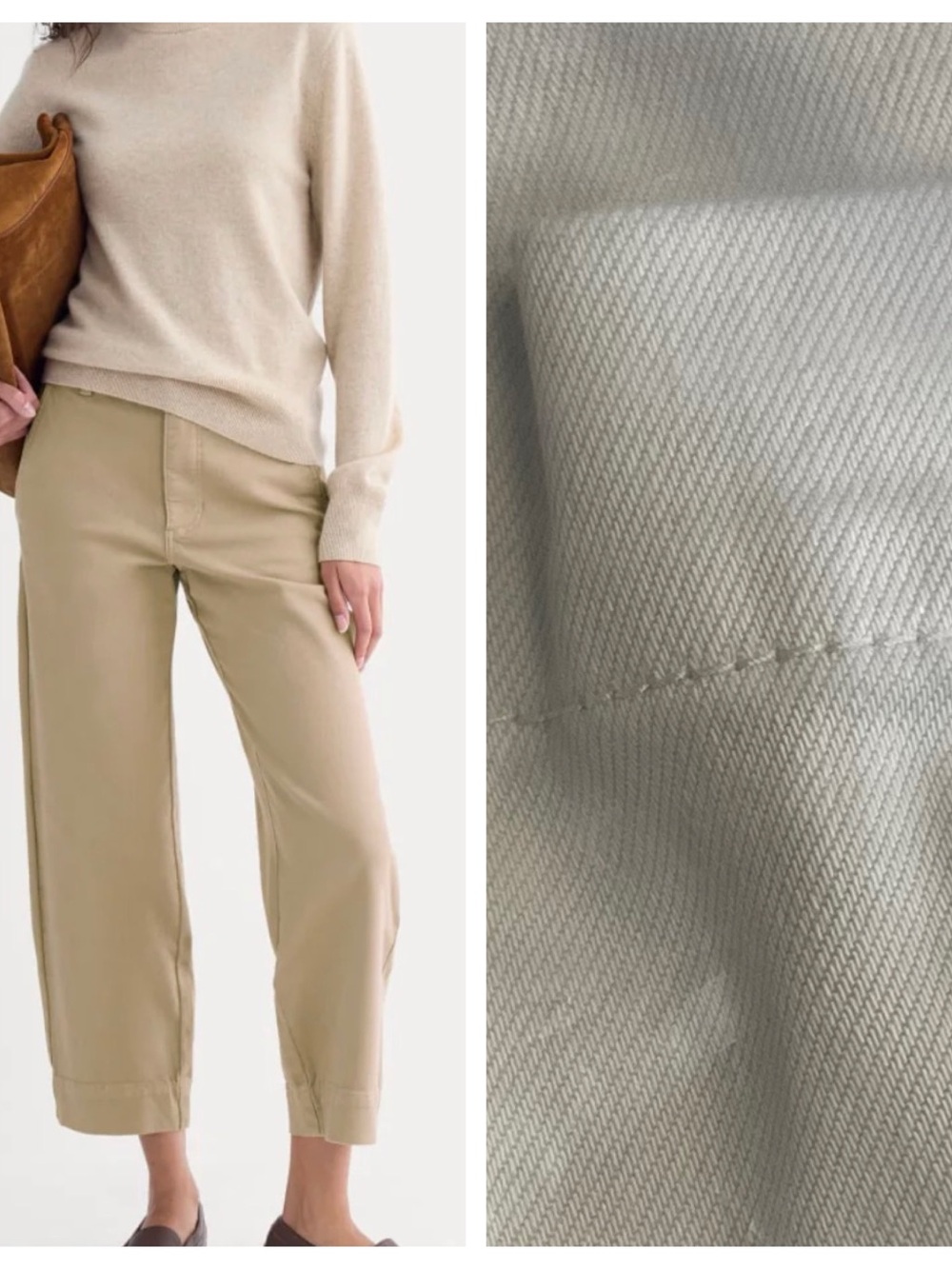 Everlane high rise utility straight leg cream ankle pant back patch pockets 12